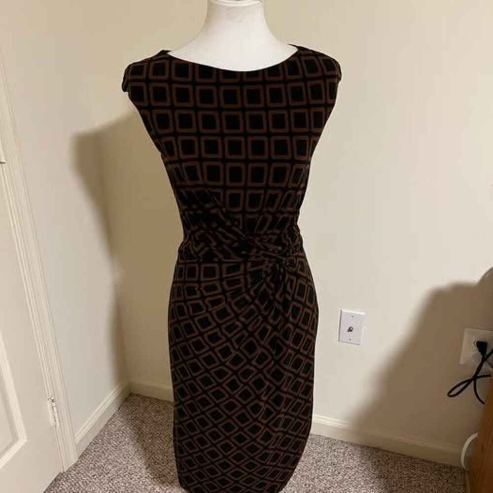 Lauren Ralph Lauren Brown Black Geometric Pattern Dress Size 6